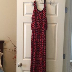 Navy and Red Maxi Dress